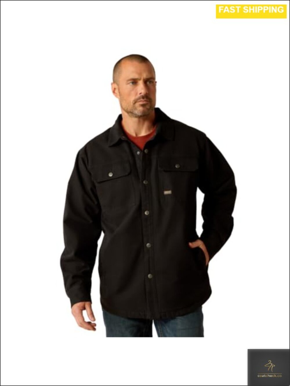Mens Rebar Classic Canvas Shirt Jacket Work Utility Outerwear Snap Cuffs